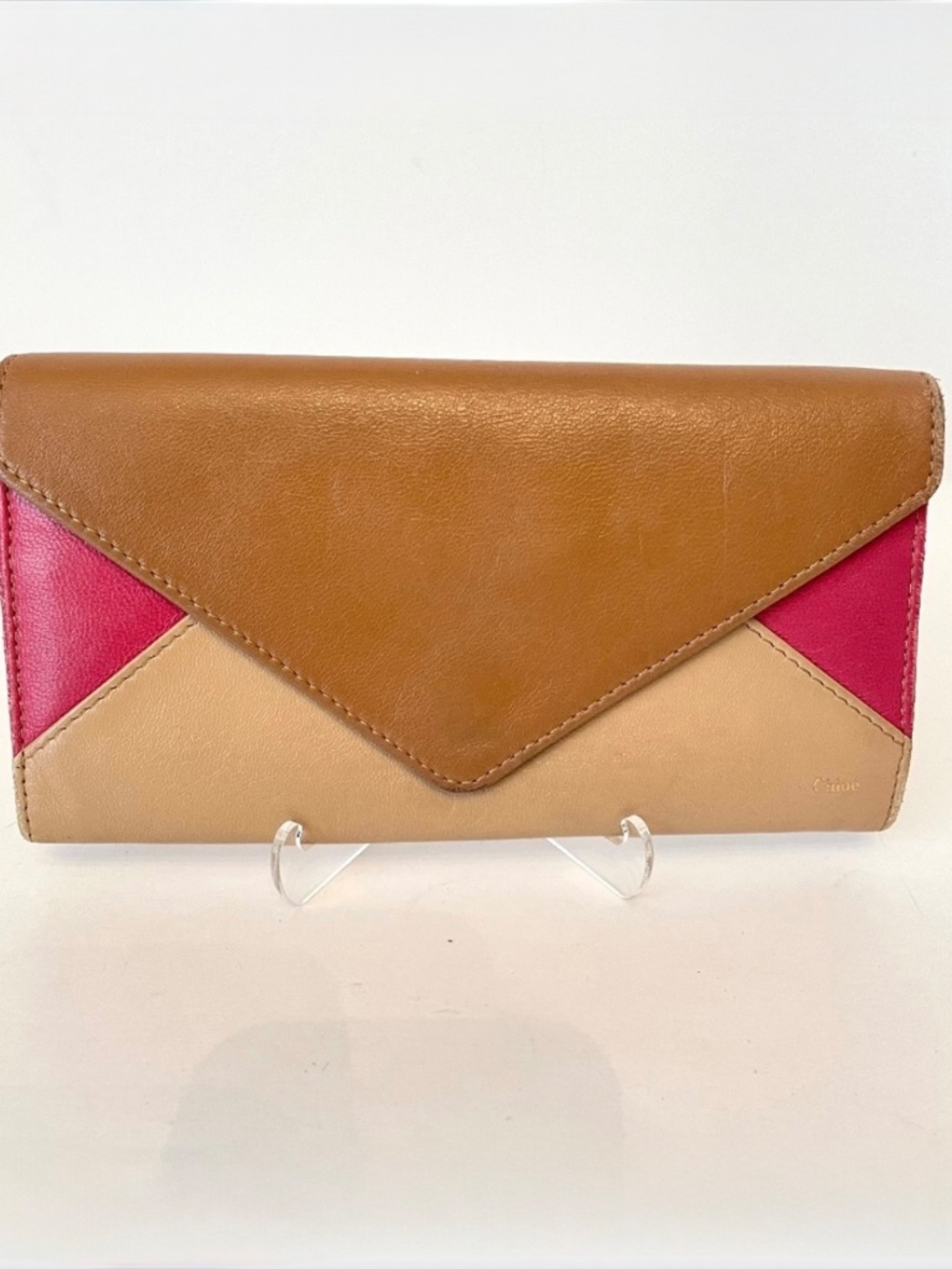 Chloe Envelope Wallet Tan Pink Leather
